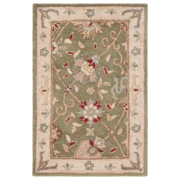 SAFAVIEH Antiquity Sage Doormat 2 ft. x 3 ft. Border Area Rug