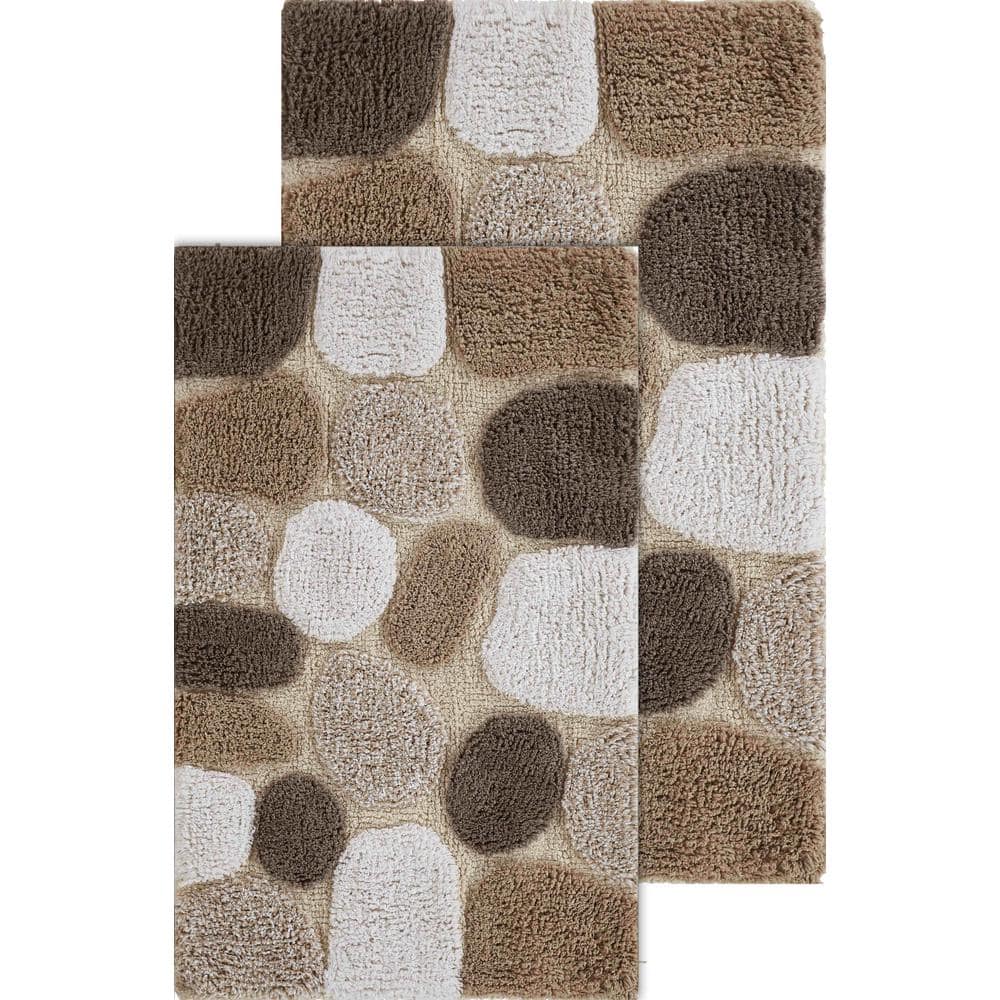 2pc Davenport Geometric Bath Rug Set Tan - Chesapeake