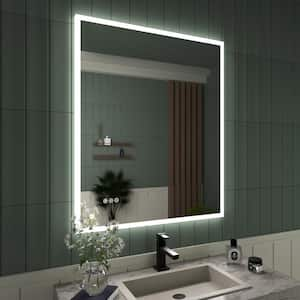 30 in. W x 36 in. H Frameless LED Single Bathroom Vanity Mirror in Polished Crystal