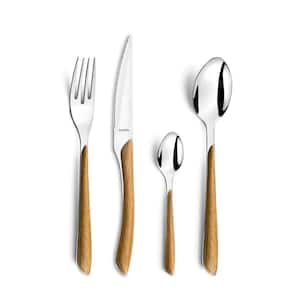 Eclat Nature Stainless Steel 18/0 Flatware Set, Brown, 24 Piece Service for 6