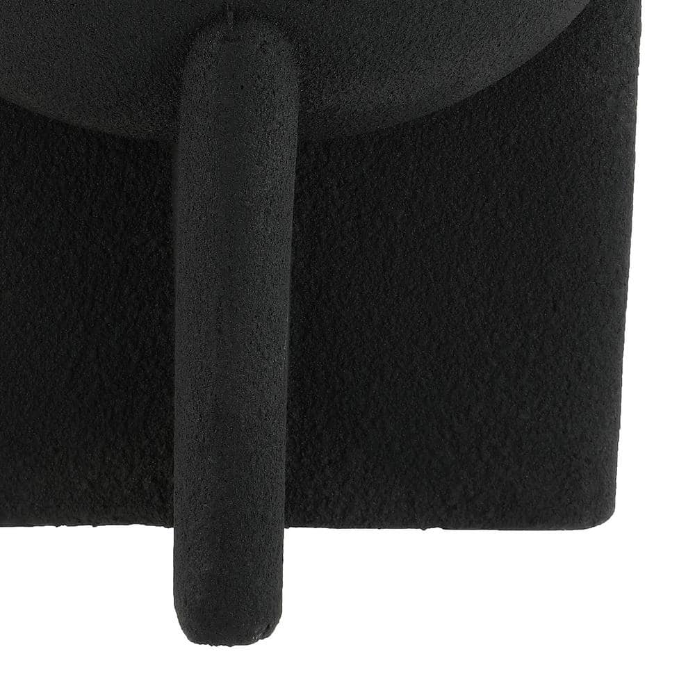 Brady 16.25" Black Matte Drum Outdoor Accent Table
