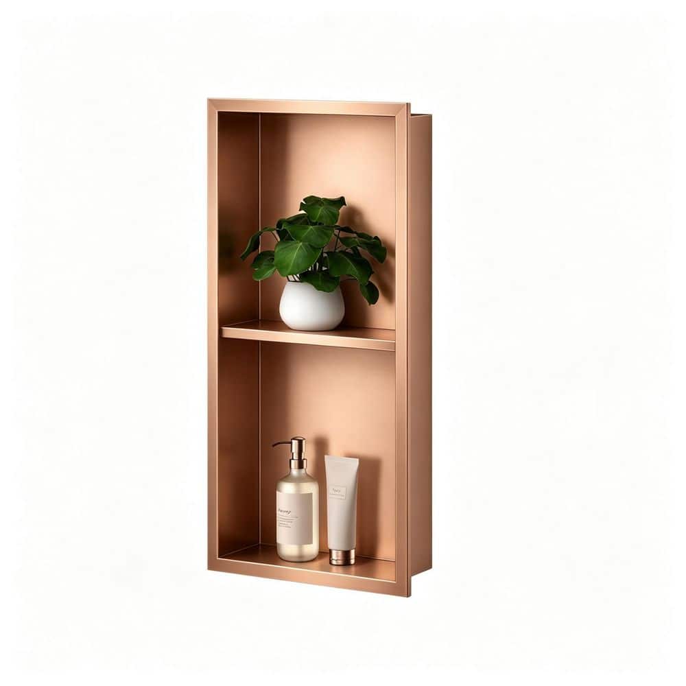 12 in. W x 24 in. H x 4 in. D Waterproof Recessed Shower Niche Space-Saving Storage Shelf in Oil Rubbed Bronze, No Tile