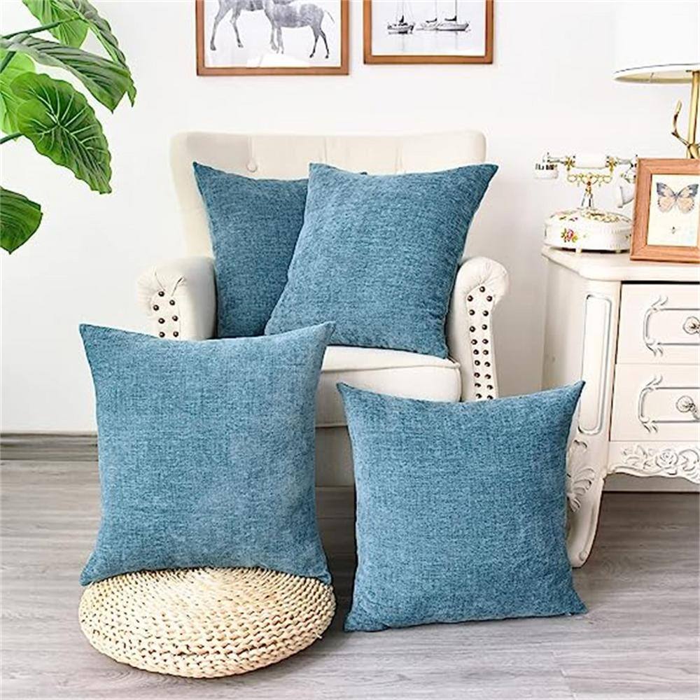 Blue Outdoor Throw Pillow Pack of 4 Cozy Covers Cases for Couch Sofa Home D