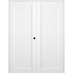 Ermi 56 in. x 84 in. Left Hand Active Bianco Noble Composite Wood Double Prehung Interior Door