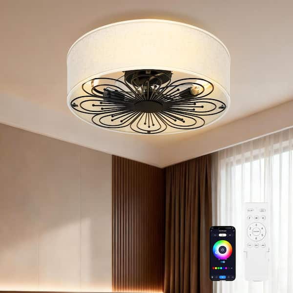 20 in. Black Caged Reversible Quiet DC Motor Ceiling Fan with Remote Control Reversible