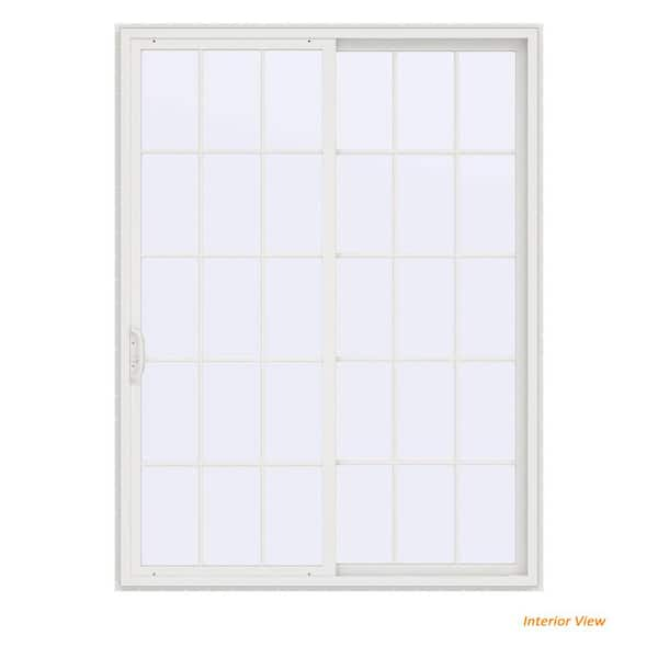 72 in. x 96 in. V-4500 Contemporary White Vinyl Right-Hand 15 Lite Sliding Patio Door