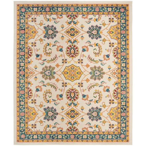 Nourison Essentials Ivory Gold 6 ft. x 9 ft. Center medallion Traditional Area Rug