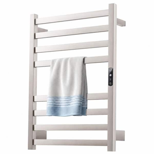 Brushed Wall Mounted Electric Towel Warmer Rack with Temperature Control and 24-Hour Timer