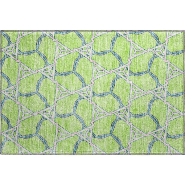 Addison Rugs Mayfield Premium Machine Washable Abstract AMF959 Lime 1 ft. 8 in. x 2 ft. 6 in. Area Rug