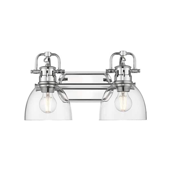 Duncan 8.25 in. 2-Light Chrome Vanity Light with Clear Shade