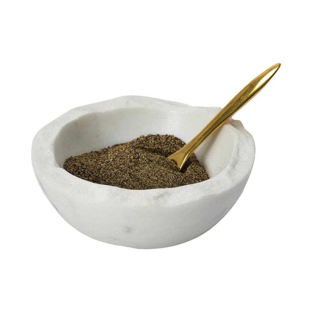 White Marble Round Serving Bowl with Raw Edge, 4-inch