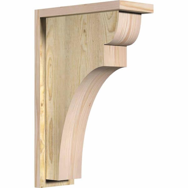 Ekena Millwork 6 in. x 14 in. x 22 in. Douglas Fir Yorktown Rough Sawn Corbel with Backplate