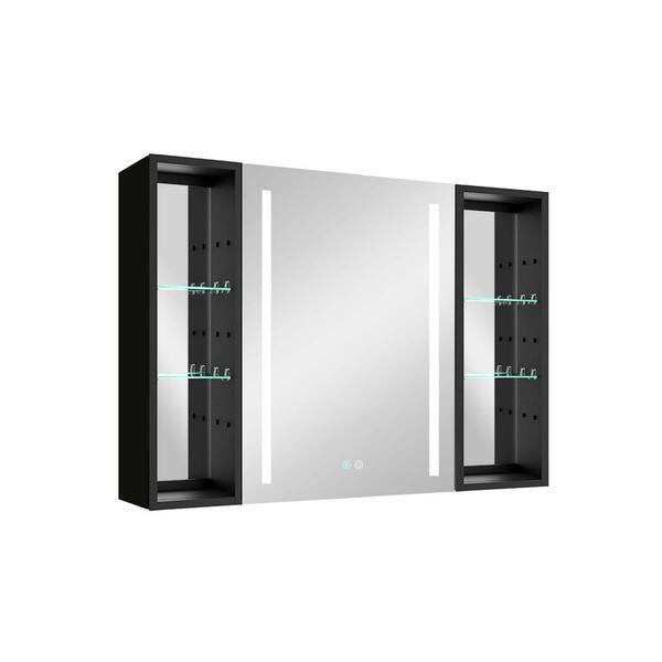 Unbranded 40 in. W x 30 in. H Rectangular Black Framed Surface Mounted Medicine Cabinets with Mirror