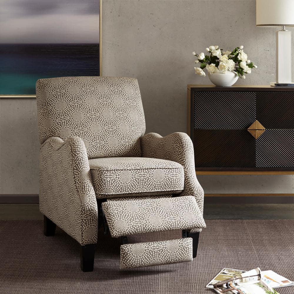 Thayer Transitional Beige Push Back Recliner with Solid Wood Legs