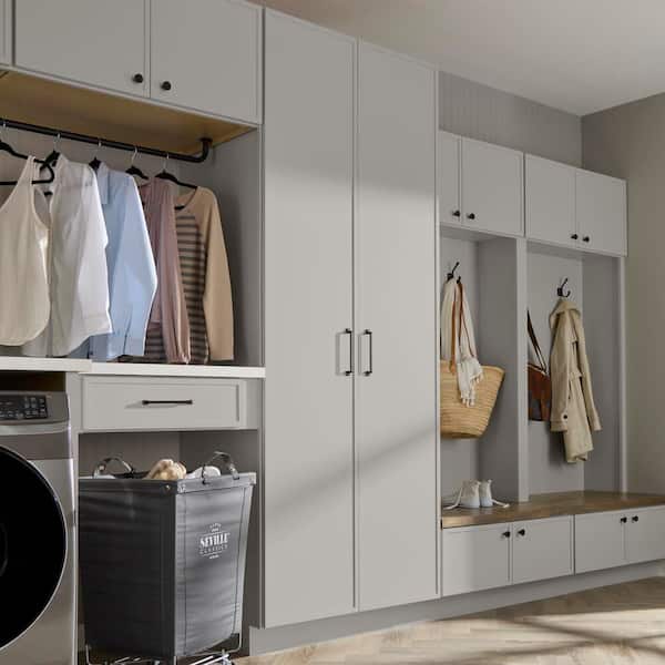 Leyton 24 in. W x 24 in. D x 84 in. H Ready to Assemble Plywood Slim Shaker Utility Pantry Cabinet in Dove Gray