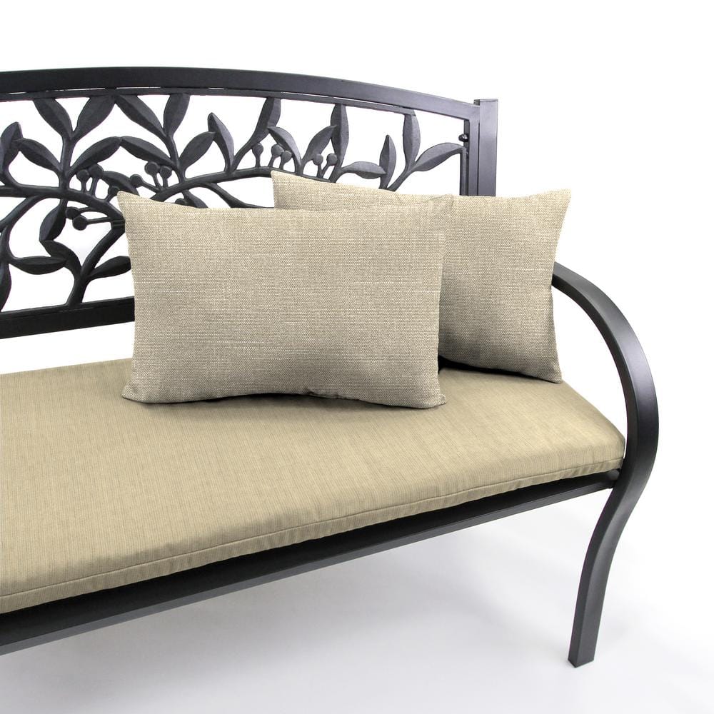 Beige Outdoor Lumbar Throw Pillows Set of 2