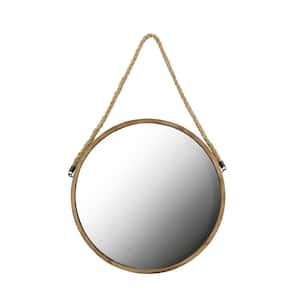 19 in. W x 19 in. H Wood Frame Wall Mount Mirror for Living Room in Brown