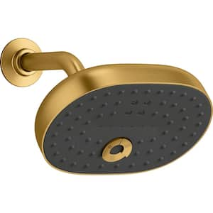 Statement 3-Spray Patterns with 1.75 GPM 8 in. Wall Mount Fixed Shower Head in Vibrant Brushed Moderne Brass