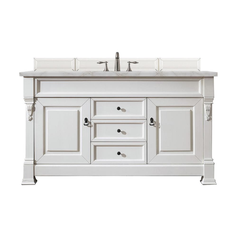 Brookfield 60.0 in. W x 23.5 in. D x 34.3 in. H Bathroom Vanity in Bright White with Victorian Silver Top price history on PriceWatchPro