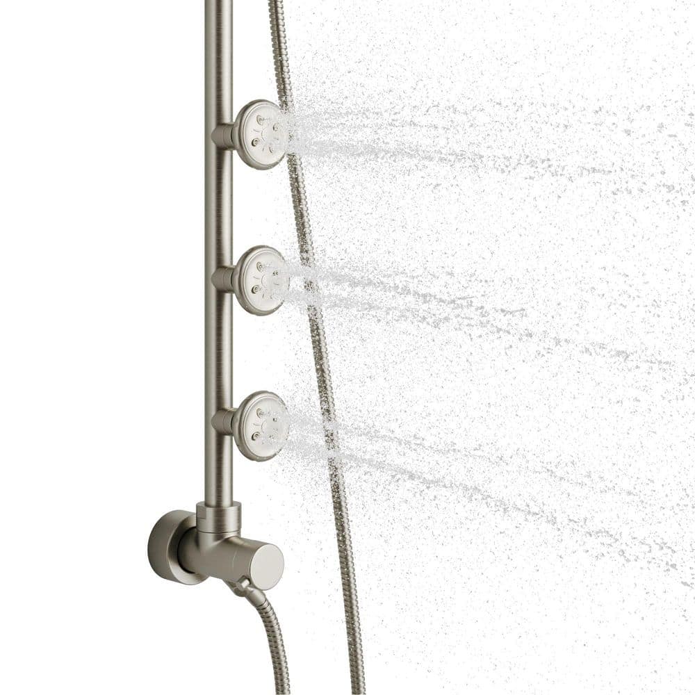 Brushed Nickel Multi-Function Shower System with Adjustable Height