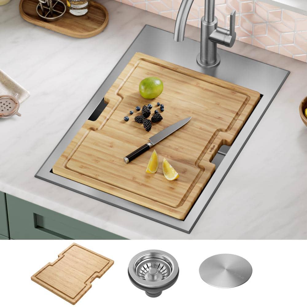 Kore 15" Stainless Steel Single Bowl Workstation Sink with Accessories