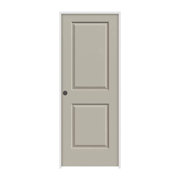 JELD-WEN 30 in. x 80 in. Carrara 2 Panel Right-Hand Solid Core Desert Sand Painted Molded Composite Single Prehung Interior Door