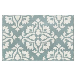 Mayhew Damask Adriatic Blue/White 27 in. x 45 in. Accent Rug