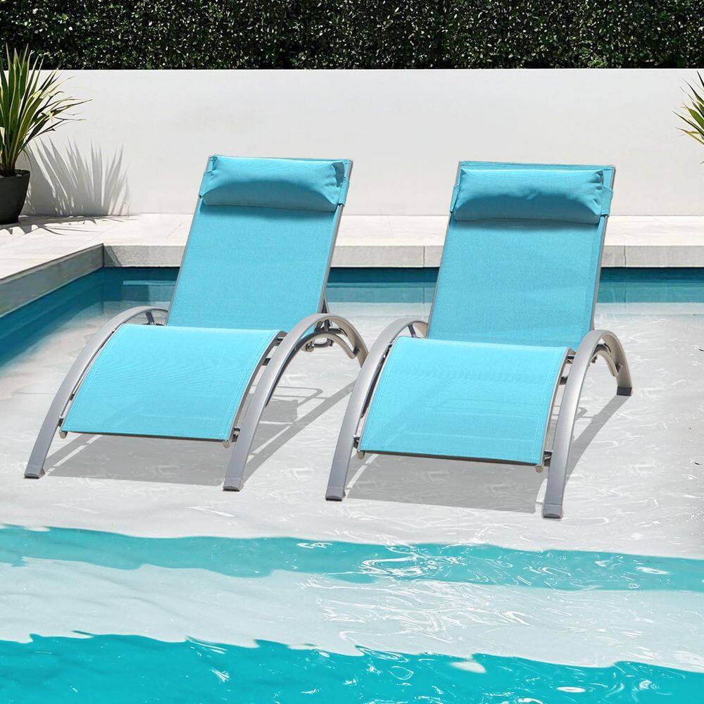 Avex Blue 2-Piece Metal Adjustable 5-Position Outdoor Chaise Lounge with Pillow price history on PriceWatchPro