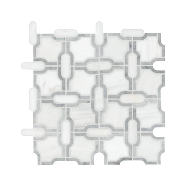 MSI Bianco Gridwork 12 in. x 12 in. Polished Marble Mesh-Mounted Floor and Wall Mosaic Tile (10 sq. ft./Case)