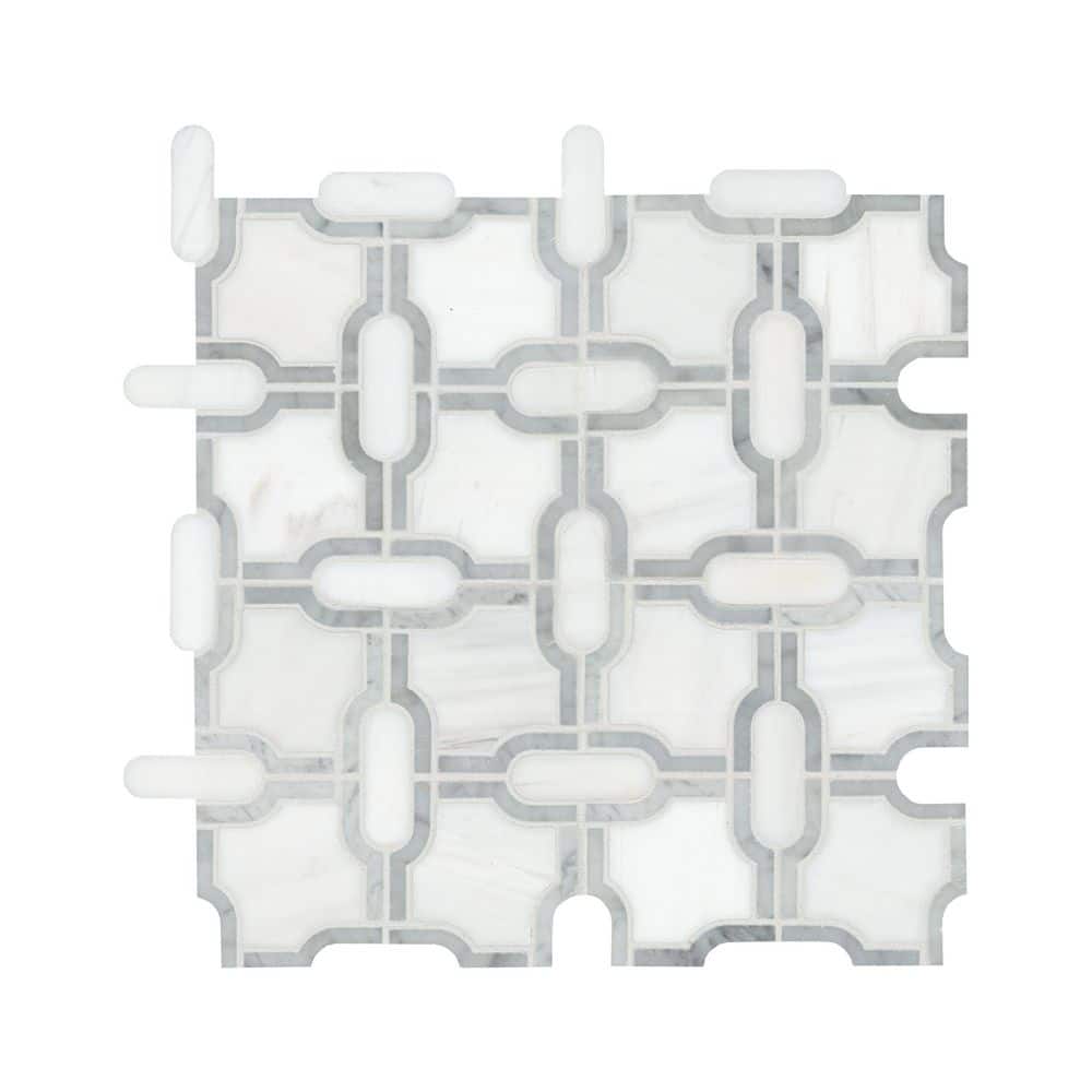 Bianco Gridwork 12 in. x 12 in. Polished Marble Mesh-Mounted Floor and Wall Mosaic Tile (10 sq. ft./Case) price history on PriceWatchPro