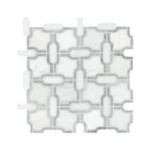 Bianco Gridwork 12 in. x 12 in. Polished Marble Mesh-Mounted Floor and Wall Mosaic Tile (10 sq. ft./Case)