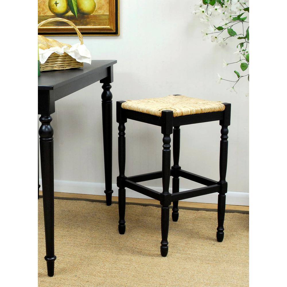 Antique Black Wood 29" Rustic Farmhouse Backless Bar Stool