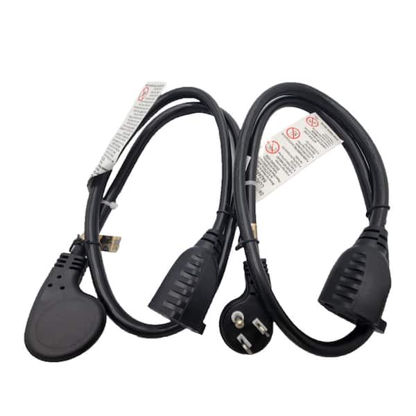 Micro Connectors, Inc 6 ft. 3-Conductors Low Profile Angled (NEMA 5-15P to NEMA 5-15R) SJT/16AWG Extension Cord (2-Pack)