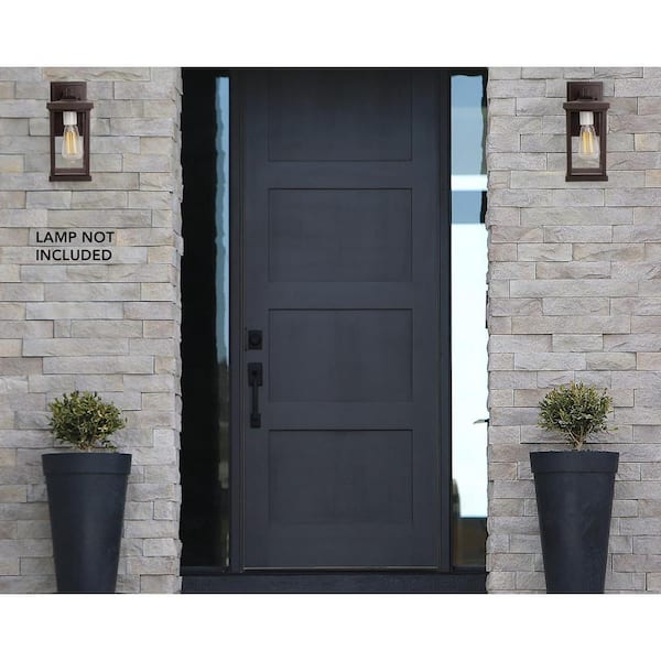 Artisan Small Square 11.60 in. Bronze Composite Outdoor Hardwired Lantern Sconce with Clear Diffuser No Bulbs Included