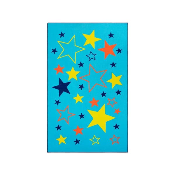 All-Star Blue 2 ft. x 3 ft. Non-Slip Modern Kids Nylon Area Rug