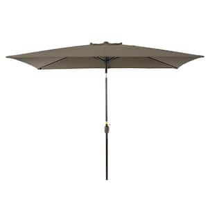 6 ft. x 9 ft. Rectangular Patio Market Umbrella with UPF50+, Tilt Function and Wind-Resistant Design in Taupe