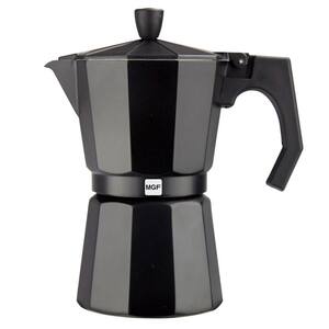 Kenia Noir 6-Cups Aluminum Expresso Coffee Maker in Black