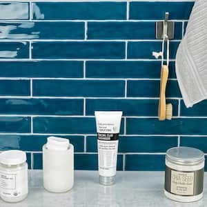 Newport Teal 2 in. x 10 in. x 11mm Polished Ceramic Subway Wall Tile (40 pieces / 5.38 sq. ft. / box)