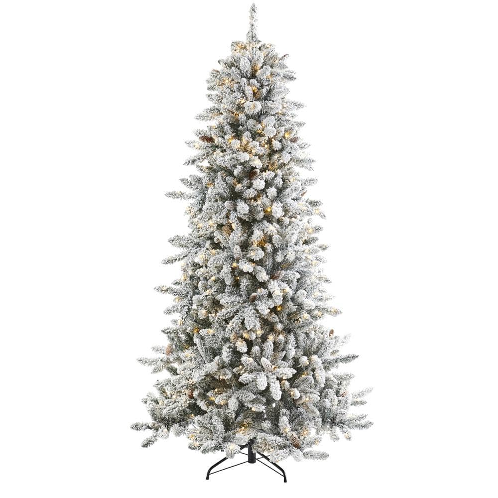 Nearly Natural 7.5 ft. PreLit Flocked Livingston Fir Artificial