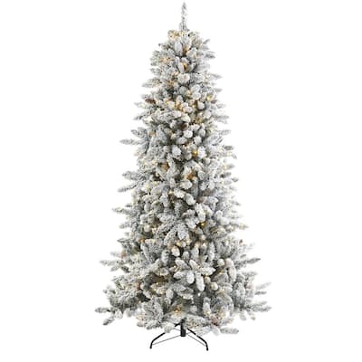 Most Realistic - Flocked - 7.5 ft - Pre-Lit Christmas Trees ...