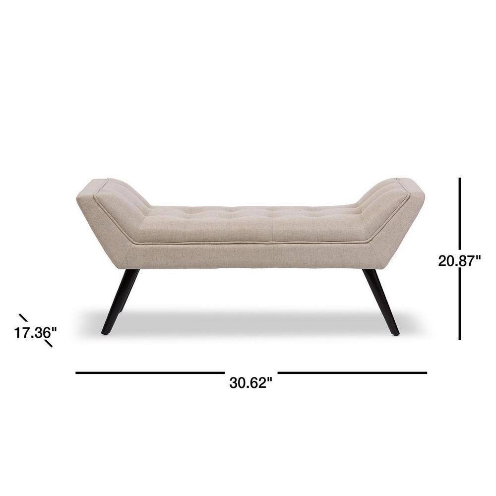 Tamblin Retro Beige Linen Tufted Mid-Century 50" Bench