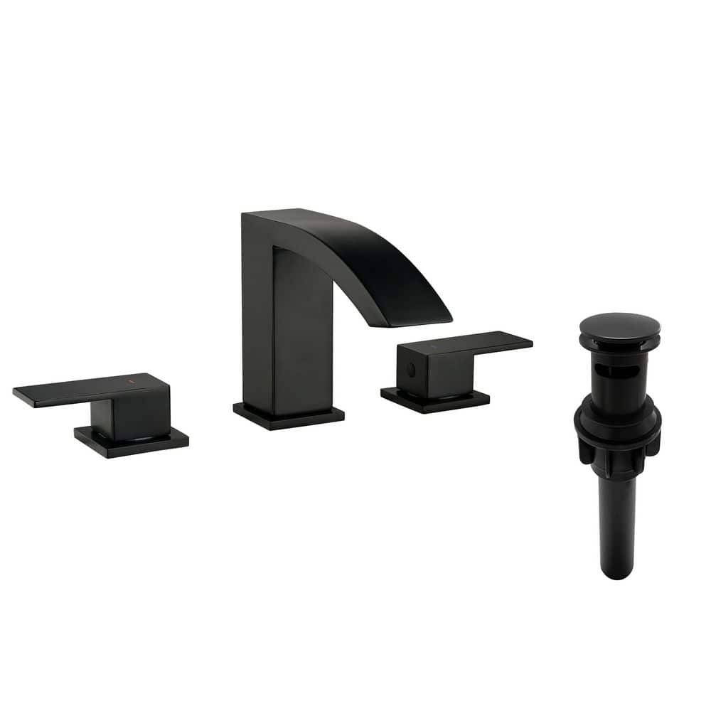 8 in. Widespread Double Handle Bathroom Sink Faucet in Matte Black, Pop-up Drain Included price history on PriceWatchPro