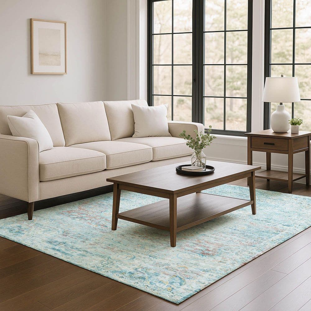 Mayfield Premium Machine Washable Abstract AMF1636 Sky 5 ft. x 7 ft. 6 in. Area Rug price history on PriceWatchPro