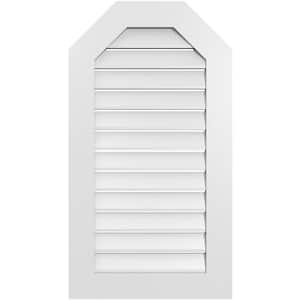 22 in. x 40 in. Octagonal Top Surface Mount PVC Gable Vent: Functional with Standard Frame