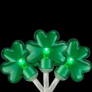 7 ft. 20-Light Count Green LED Mini St Patrick's Day Shamrock Lights with Clear Wire
