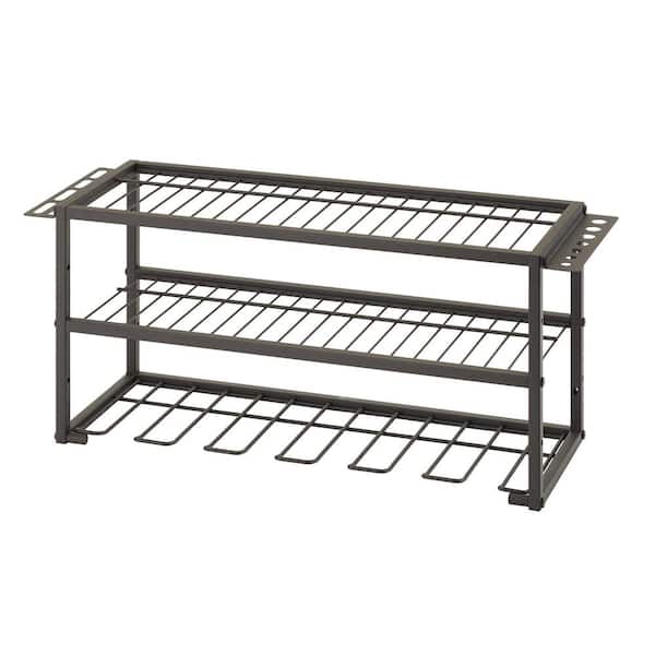 6-Bay Wall Mount Power Tool Organizer w/ Shelves, Side Tool Holders and Mount Hardware, Speckled Black Steel