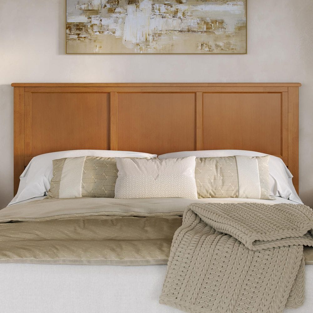 Madison King Light Toffee Solid Wood Panel Headboard with USB Charger
