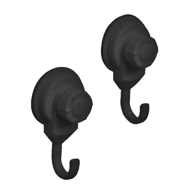 EVIDECO French home goods Black Bath, Kitchen, Home Strong Hold Suction Hooks (Set of 2)