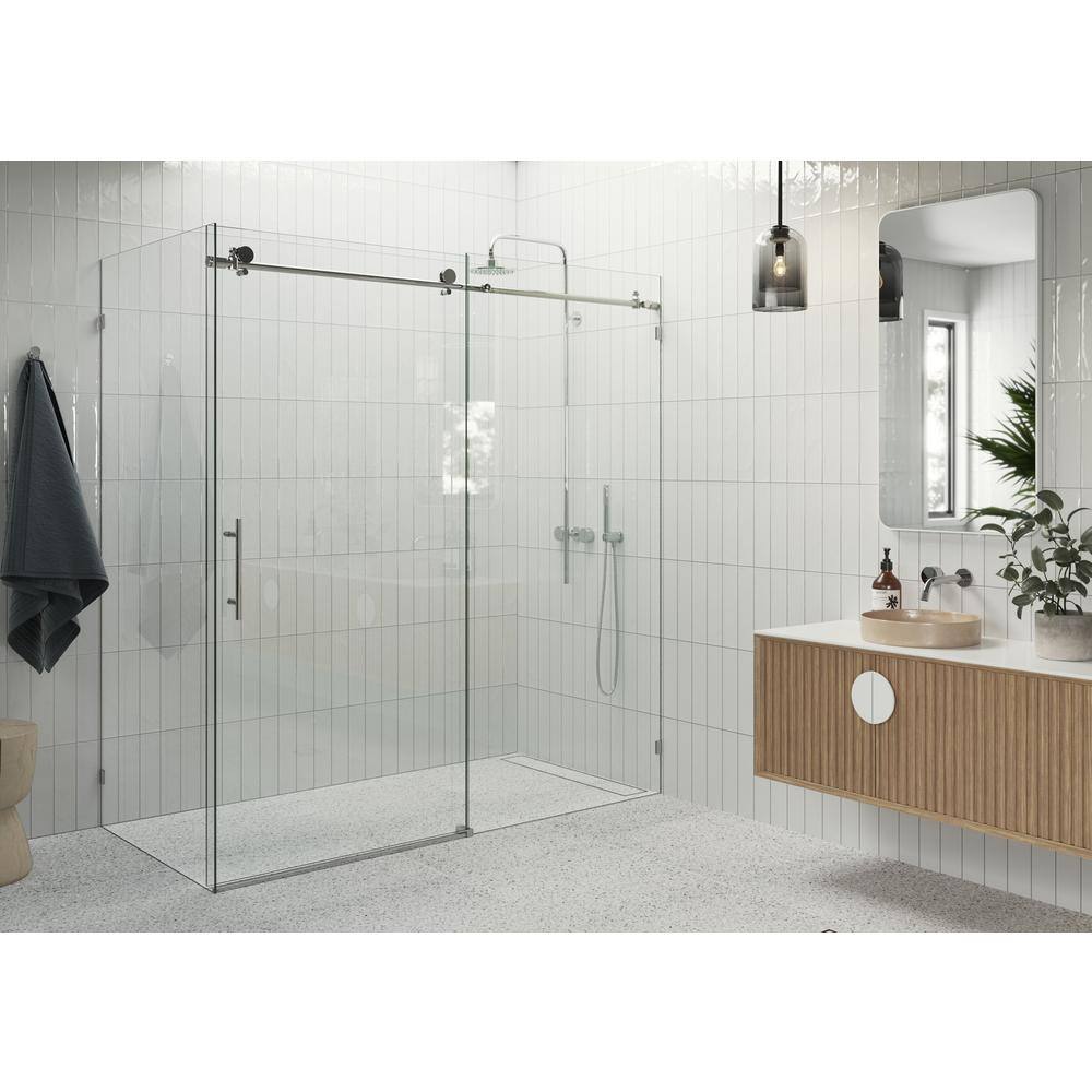 Nova 68" x 78" Frameless Sliding Glass Shower Enclosure in Polished Chrome