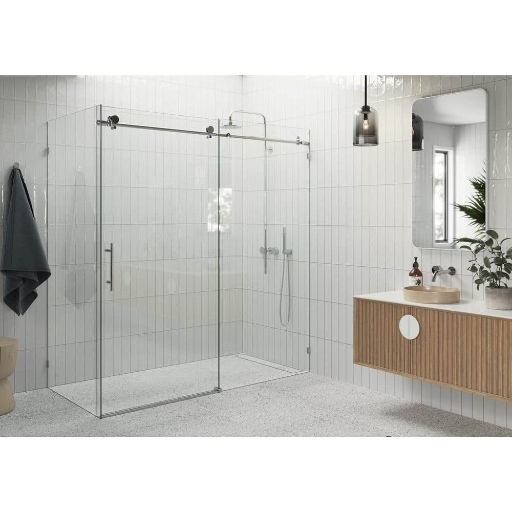 Nova 78" Frameless Sliding Glass Shower Enclosure with Polished Chrome Finish